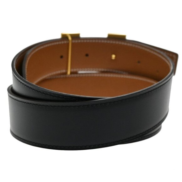 HERMES H Logo Constance Reversible Buckle Belt 80# Leather Black Brown 78RL421 - Picture 3 of 14